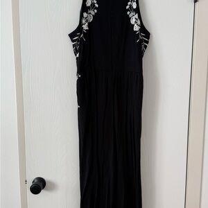 American Eagle Outfitters Black Jumpsuit with White Embroidery